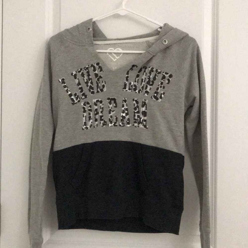 Hoodie Sequins Gray and Black